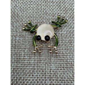 Lil' Green Froggy Brooch, Frog Pin, Jumping Frog